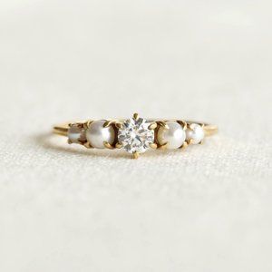 Seraphic ring gold ring, engagement ring wedding band pearl ring